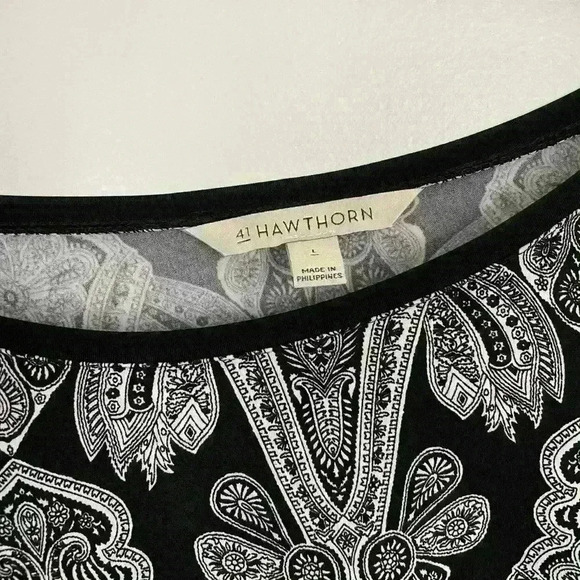 41 Hawthorn Luzia Womens Long Sleeve Black White Pattern Midi Dress Size Large - Picture 4 of 9